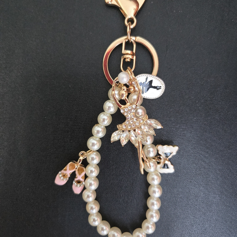 BALLERINA, Ballet Shoes and Pearls Keychain/Bag Charm🩰with Charms🎵Dance NWT